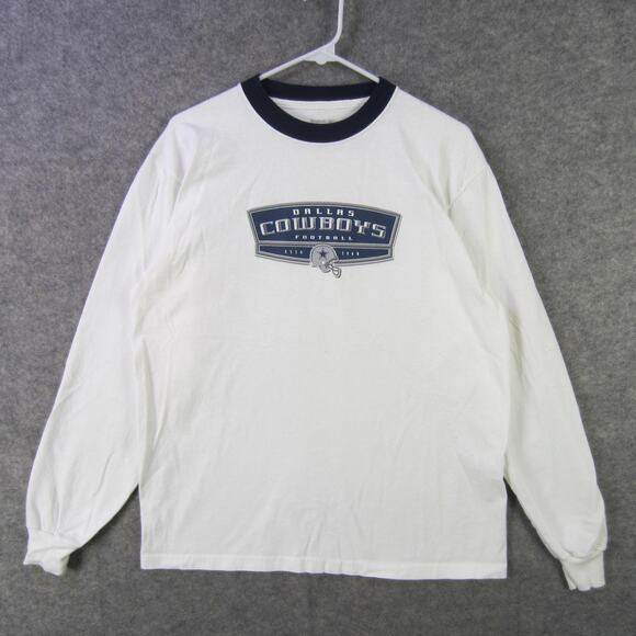 Dallas Cowboys Shirt Mens Large White Blue Long Sleeve NFL Football Tee Reebok - Picture 1 of 10